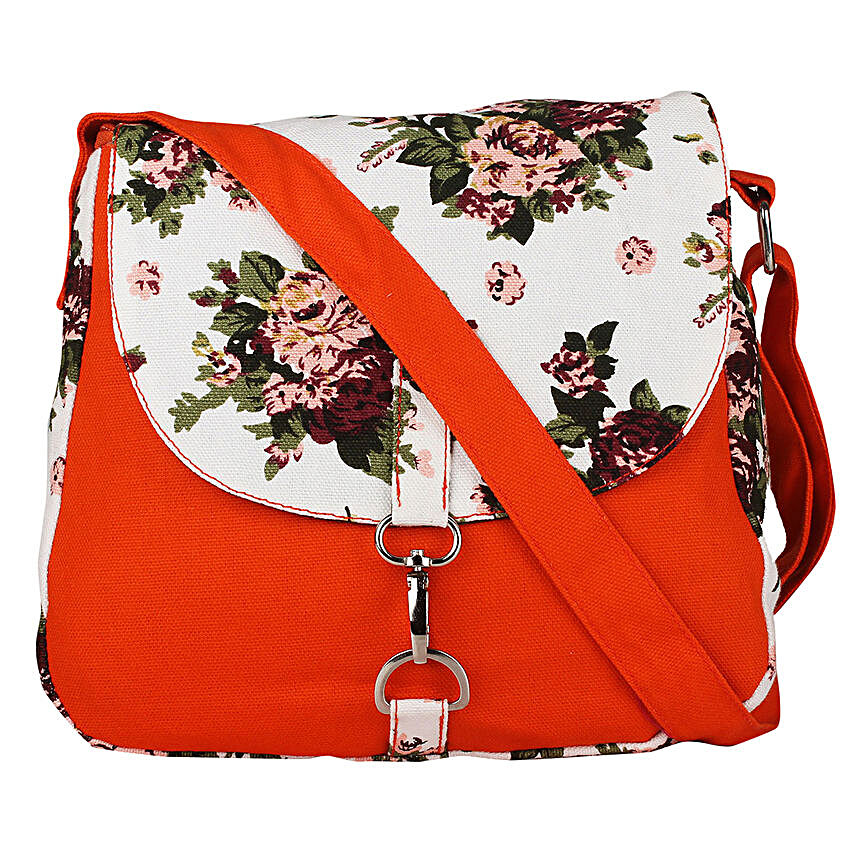 White Floral Printed Cross-Body