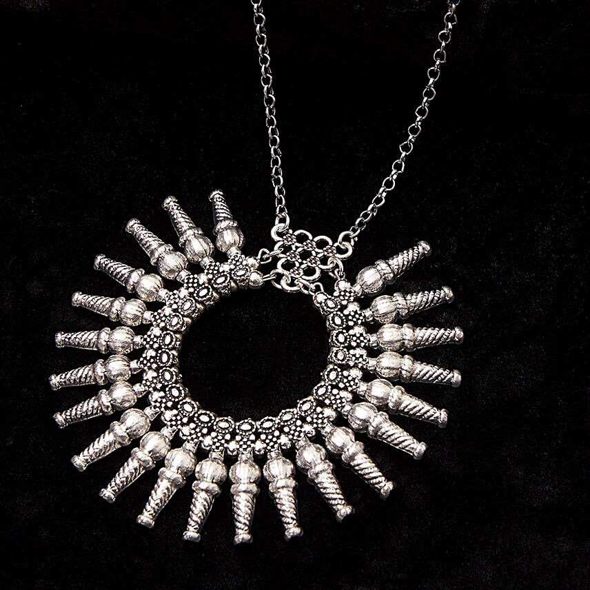 Silver Toned German Silver Oxidized Necklace