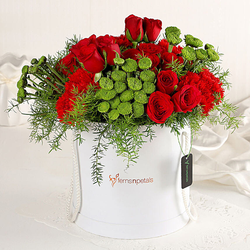 Red & Green Flowers In FNP Box