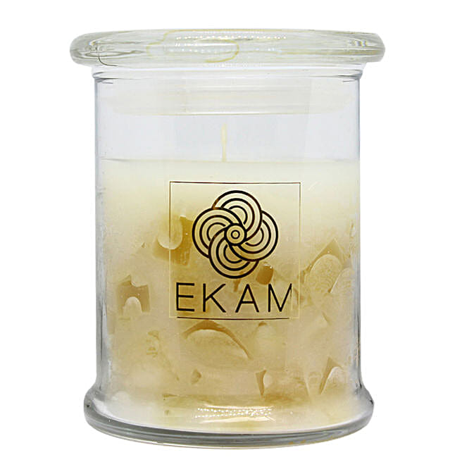 Buy/Send Ekam Sandalwood Scented Chunk Jar Candle Online Ferns N Petals