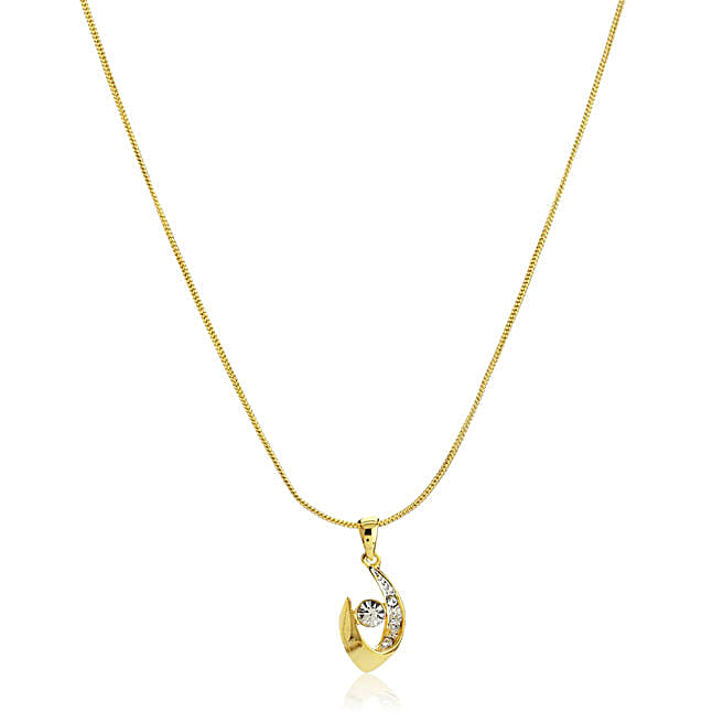 Buy/Send Estele Long Chain Gold Plated AD Pendant Set Online- FNP