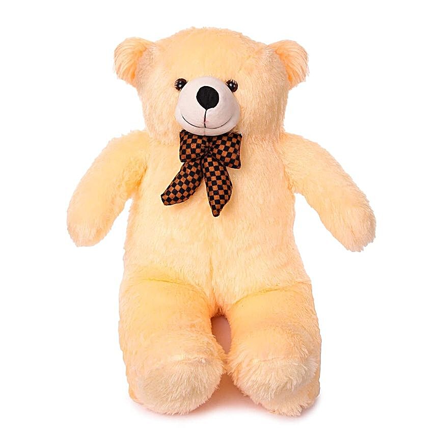 Huggable Teddy Bear With Neck Bow