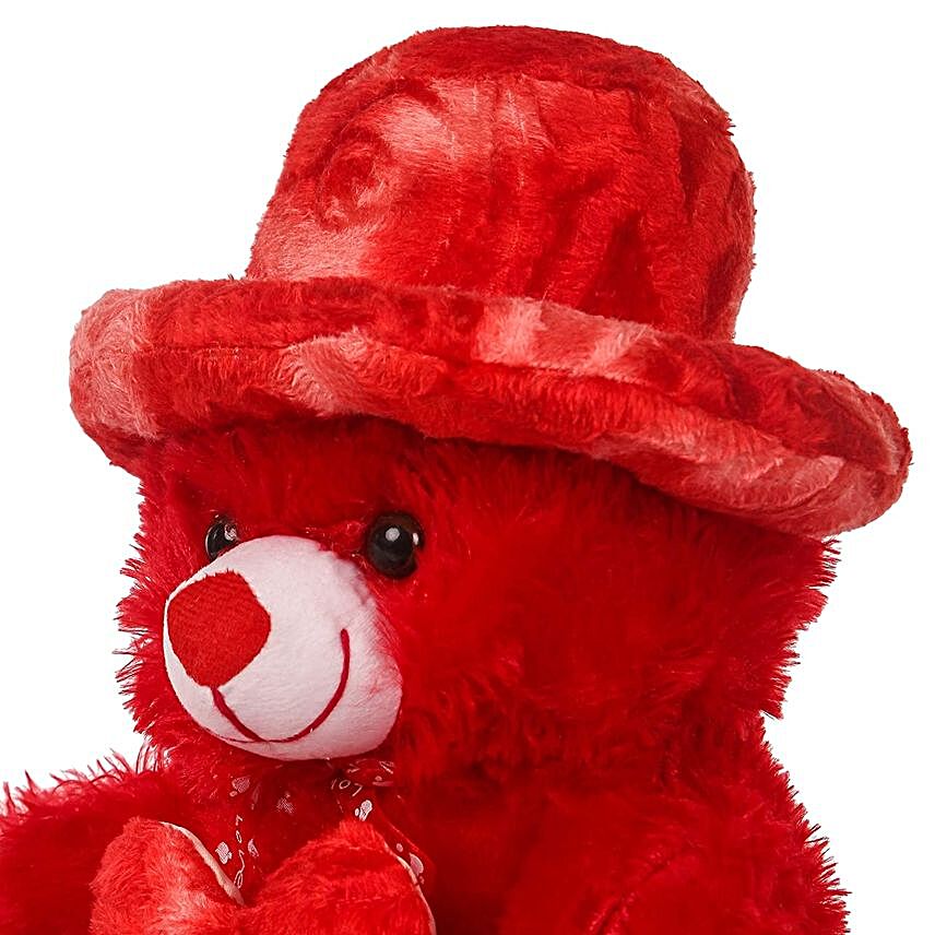 Red Heart Cap Teddy Bear