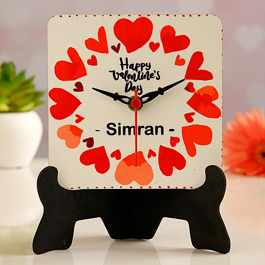 Happy V Day Personalised Table Clock