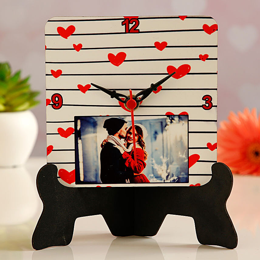 Red Hearts Personalised Table Clock