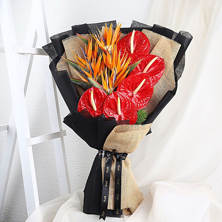 assorted flower bouquet online:Anthuriums