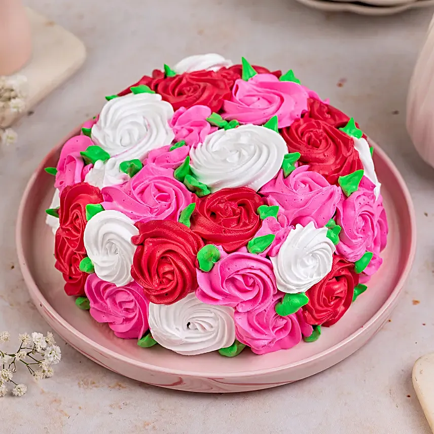 Full Of Roses Designer Cake:Valentine Same Day Delivery Gifts