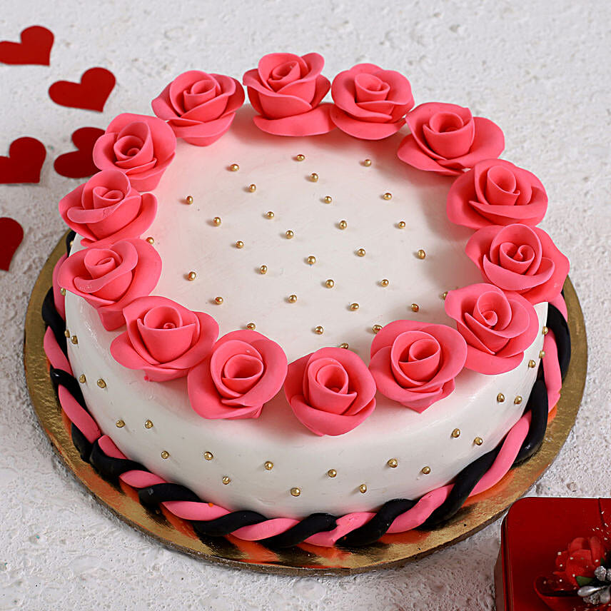 Roses Around Designer Truffle Cake- 1 Kg Eggless