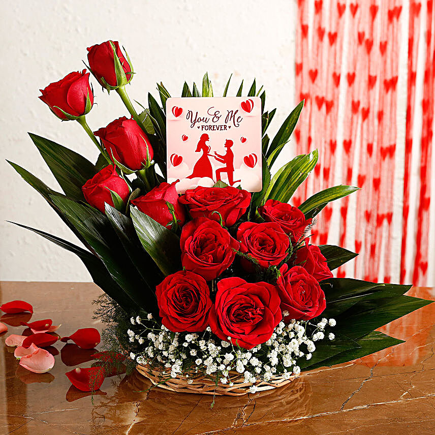 Red Roses Arrangement With You & Me Forever Table Top