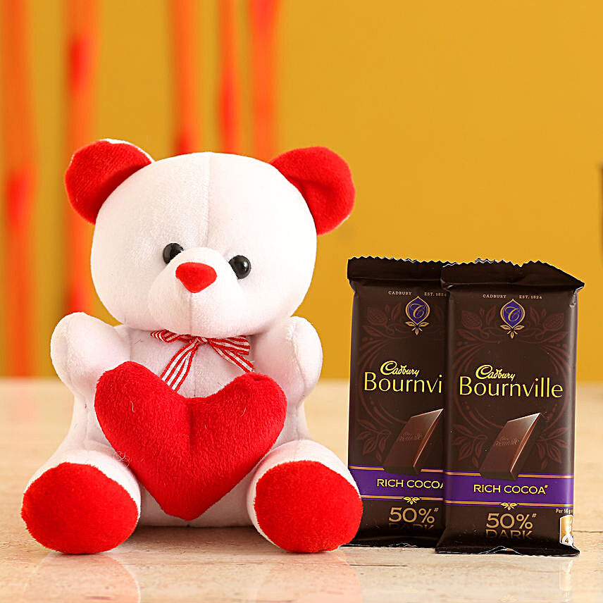 Teddy Bear & Valentines Chocolates for Her:Plush Soft Toys