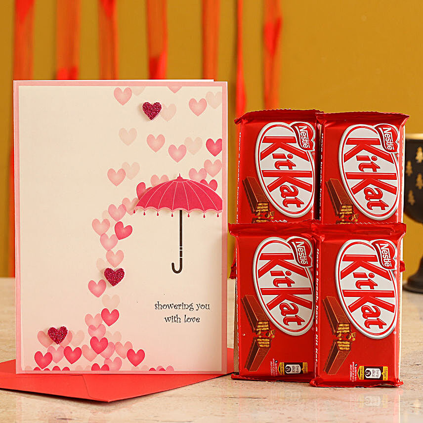 Love Umbrella Card With Kitkat Chocolates