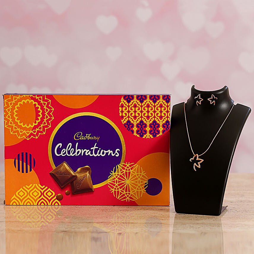 Beautiful Necklace Set With Cadbury Celebrations Box