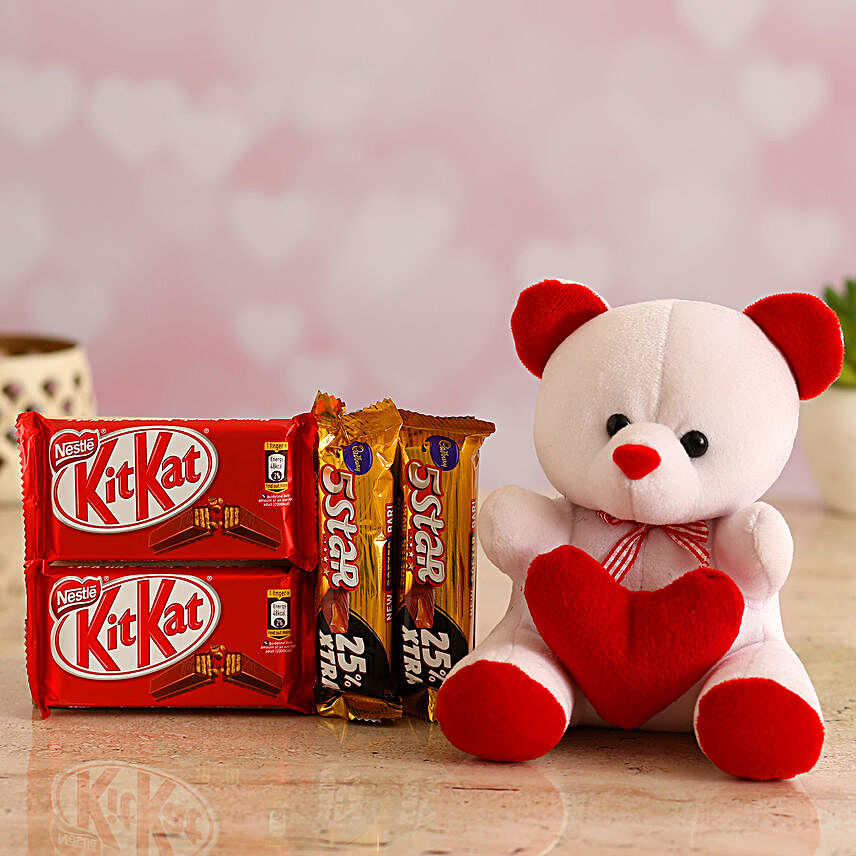 Cute Teddy With Kitkat and 5 Star