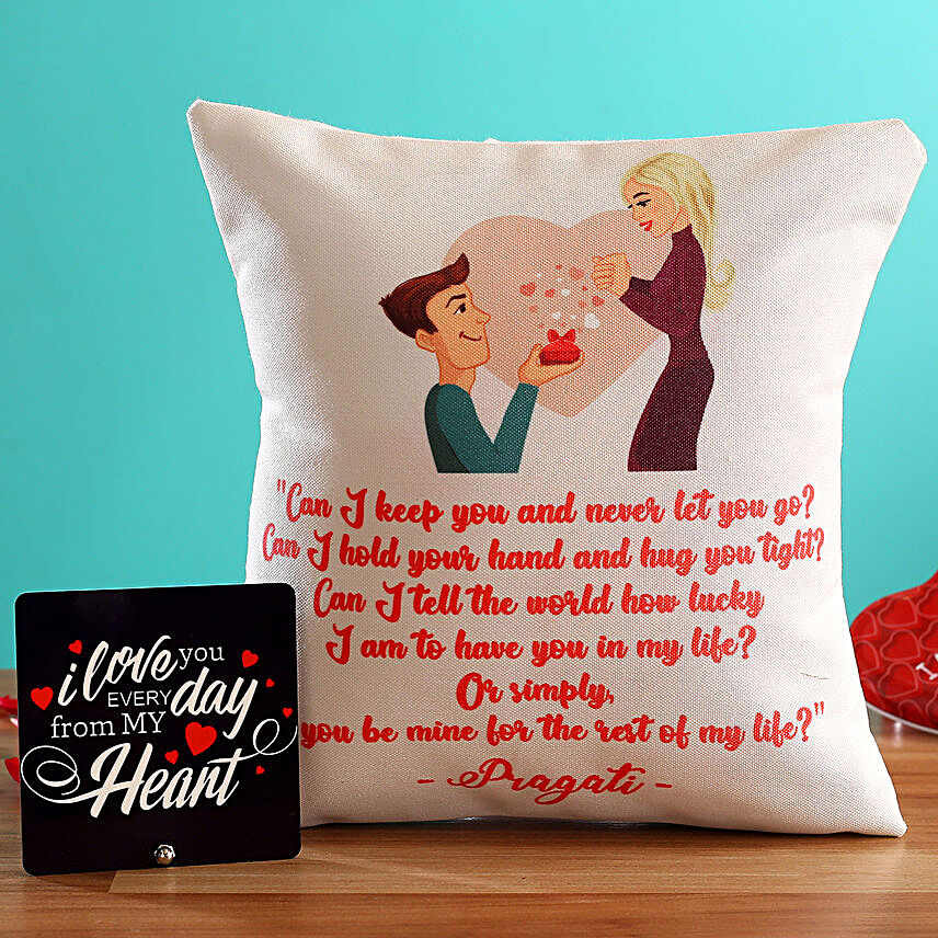Propose Day Personalised Cushion andTable Top