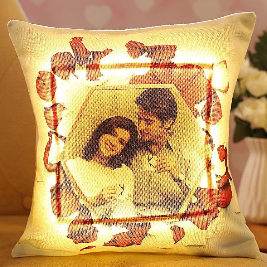 V Day Personalised LED Cushion