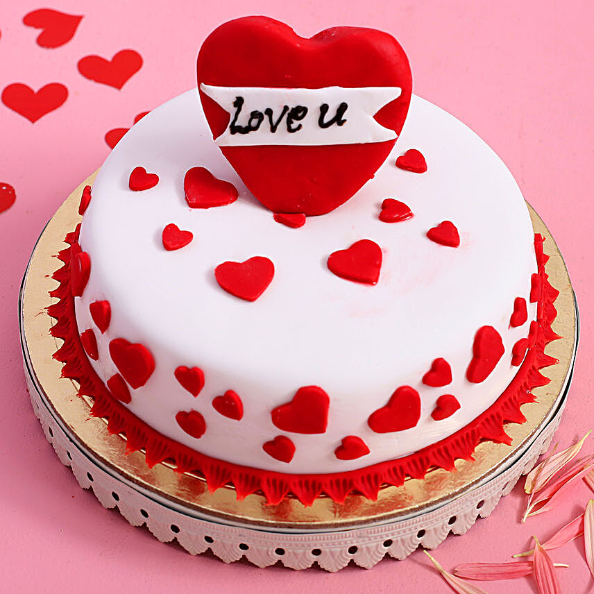 Online Love U Hearts Designer Cake:Fondant Cakes