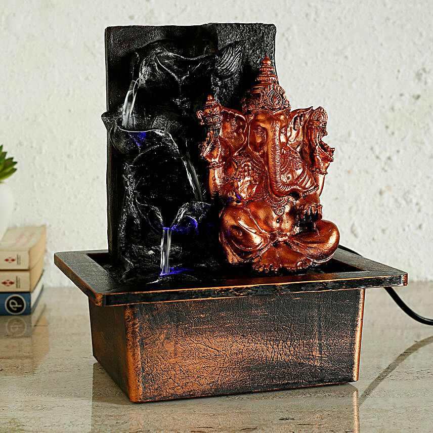 Ganesha Diya Shaped Fountain- Copper