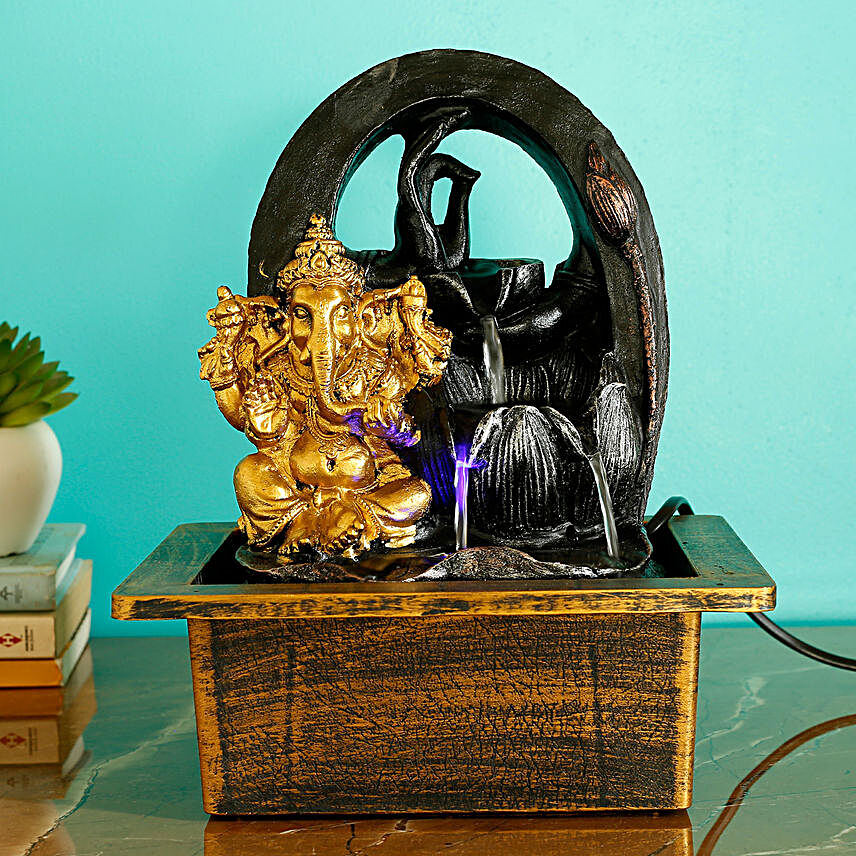 Ganesha Fountain Golden:Send Home Decor Gifts