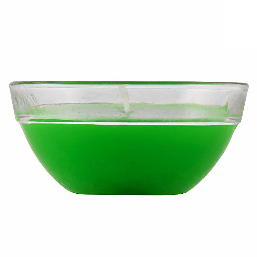 Satyamani Homemade Big Glass Green Gel Diya- Pack of 3