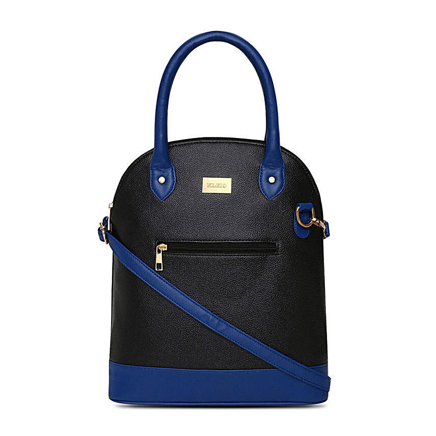 KLEIO Designer Handbag- Black & Royal Blue