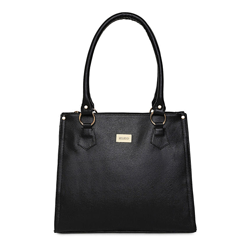 KLEIO Leatherette Shoulder Handbag Black