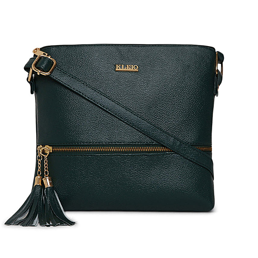 KLEIO Leatherette Sling Bag Dark Green