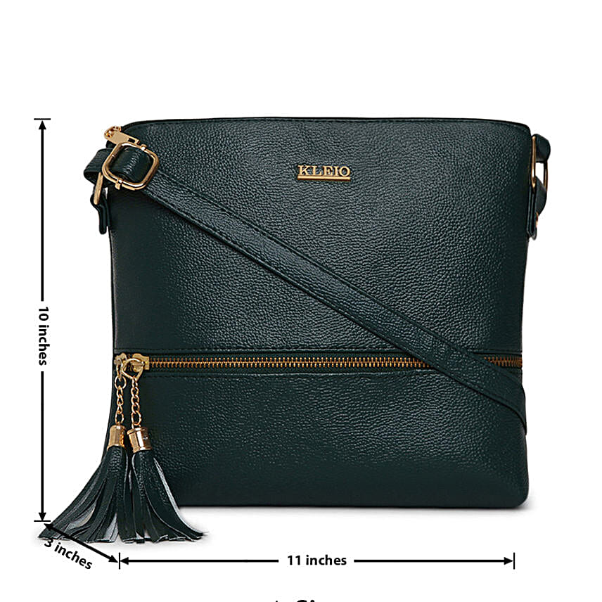 Green leatherette sling bag sales