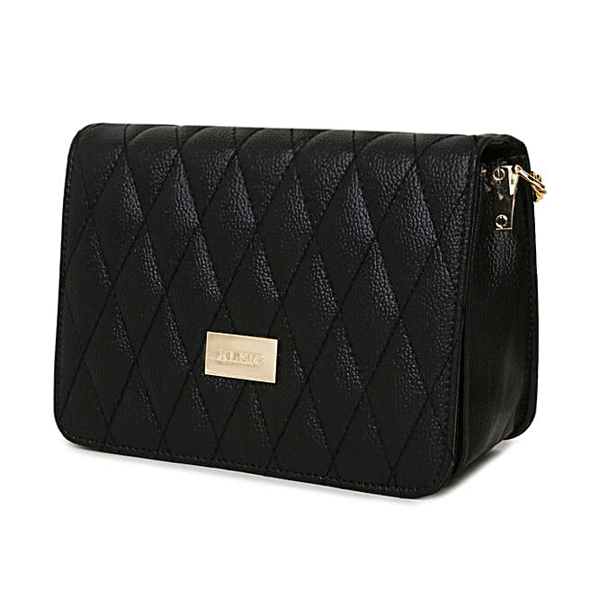 black quilted sling bag
