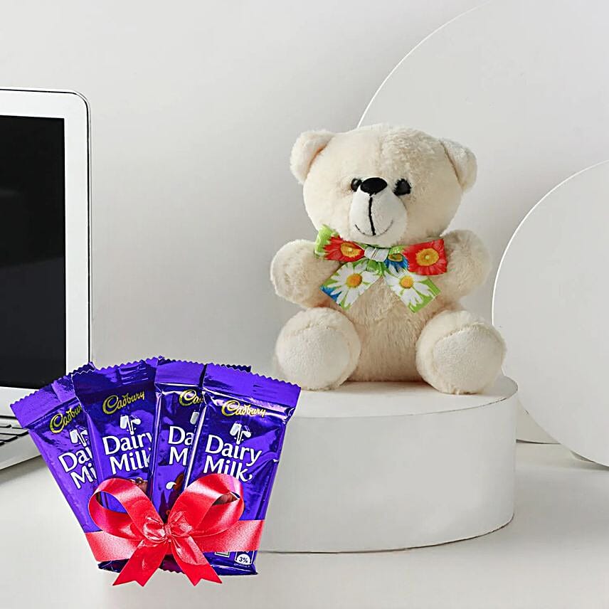 Dairy Milk Chocolates With Red & White Teddy