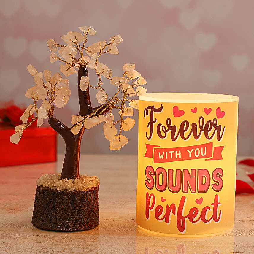 Forever With You Hollow Candle & Rose Quartz Wish Tree
