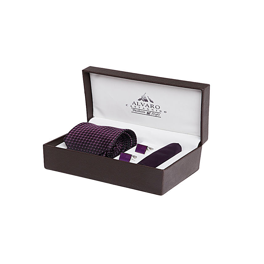 Alvaro Castagnino Purple Office Accessories Set For Men