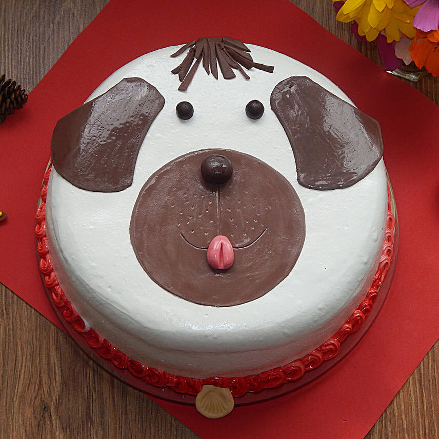 birthday cake shaped like a dog