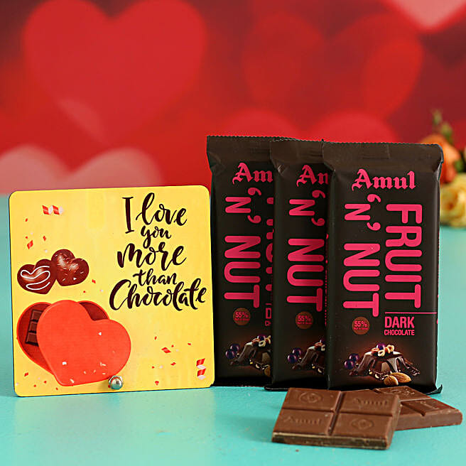 Buy/Send Amul Fruit N Nut Chocolates With Printed Table Top Online FNP