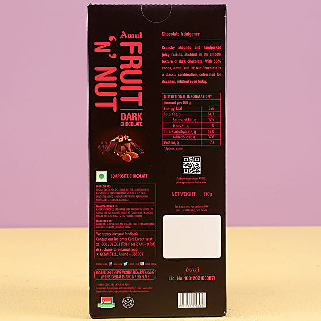 Buy/Send Amul Fruit N Nut Dark Chocolate With Table Top Online Ferns N