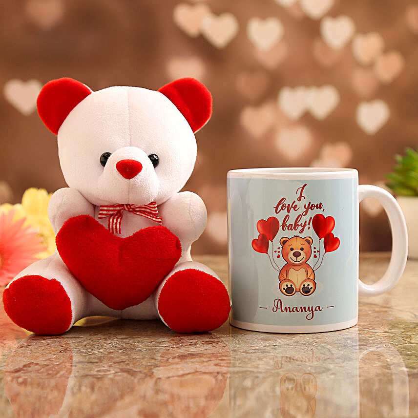 Personalised Name Mug With Cute Teddy