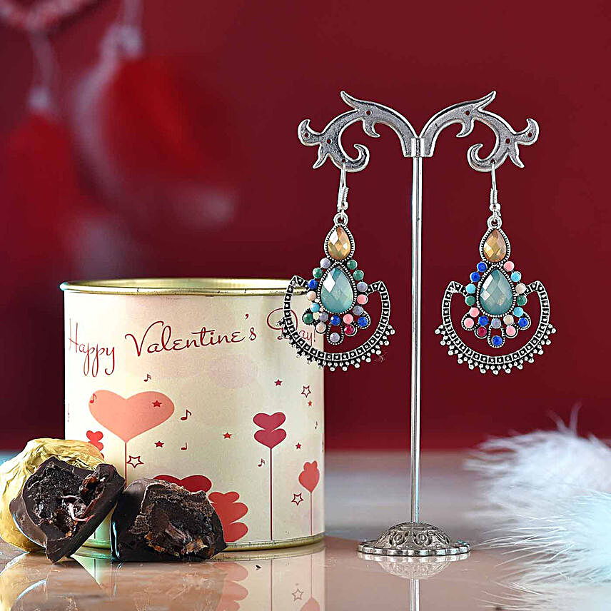 Blueberry Dates With Lunar Shaped Stone Earrings