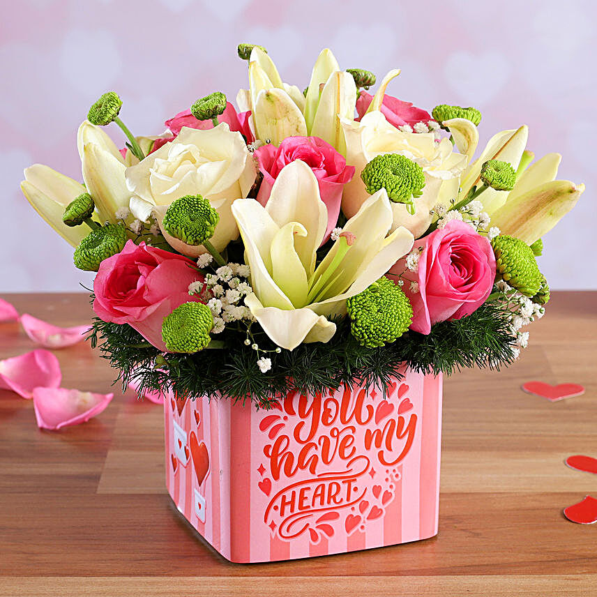 online flower in vase arrangement for vday:Flower Delivery in Ballia