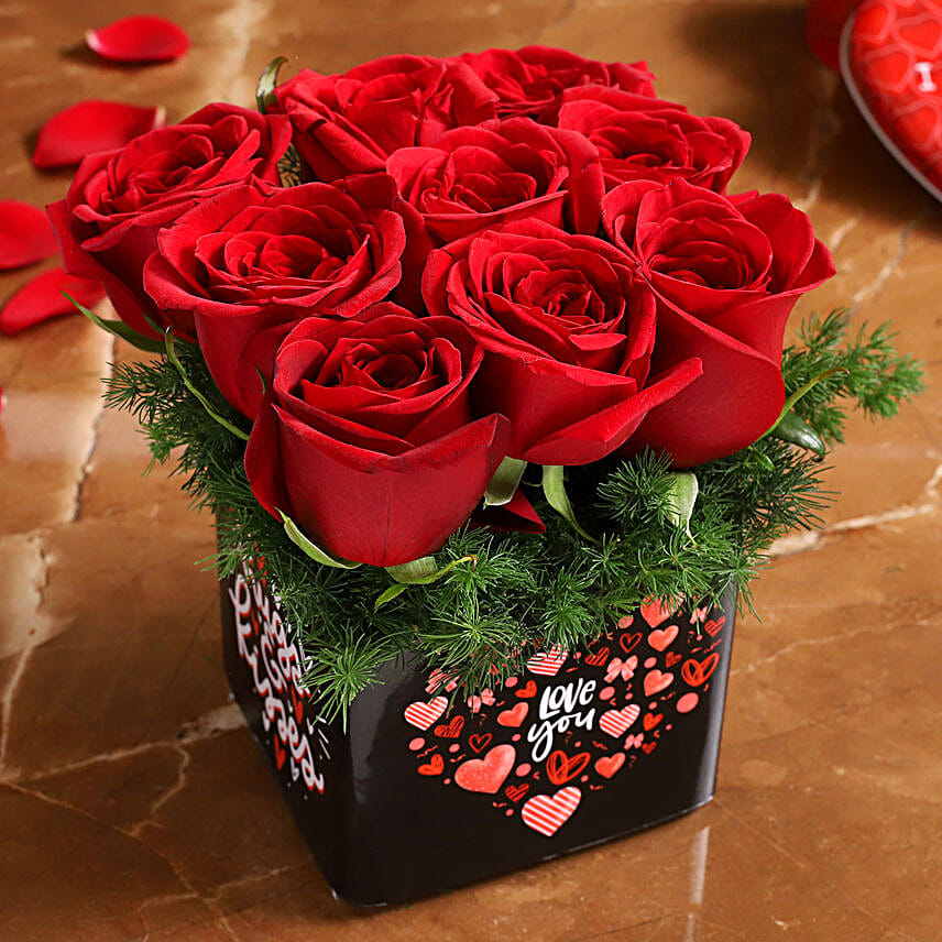 Red Roses In Love You Sticker Vase