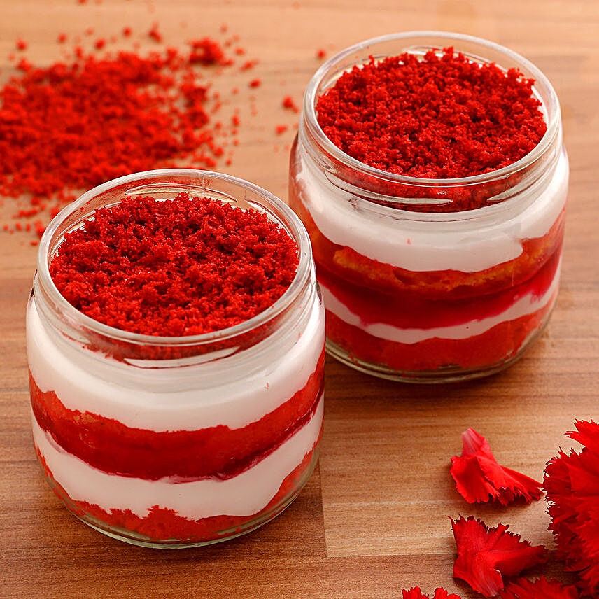 online jar cake:Luscious Red Velvet Cakes