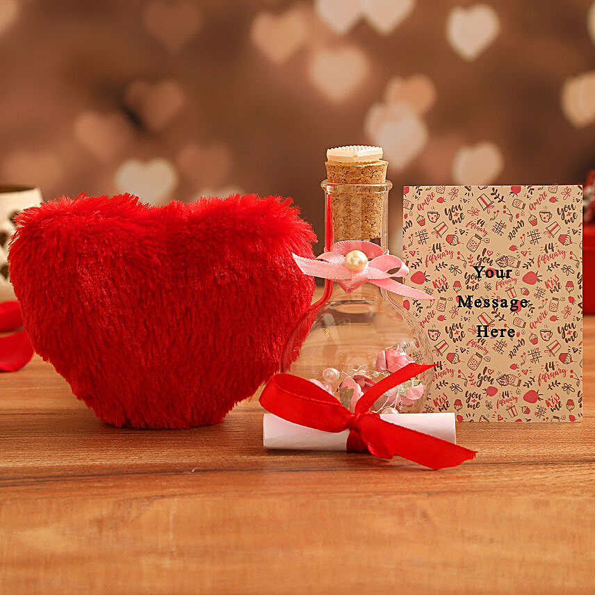 Personalised Love Message in a Pretty Bottle With Red Heart