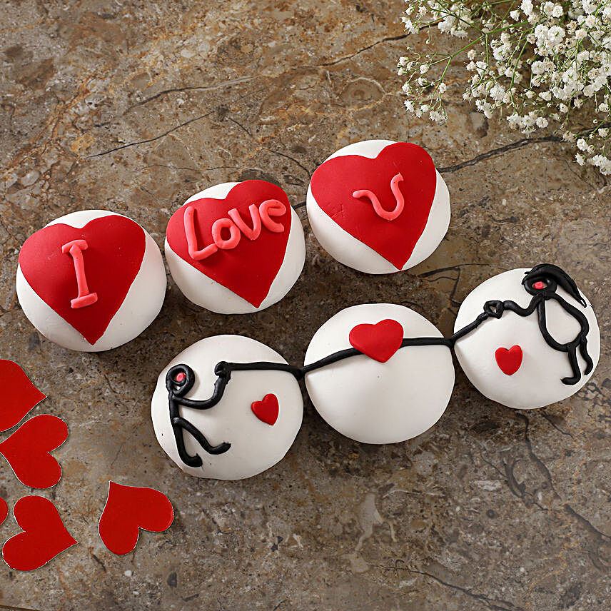 I Love You Fondant Chocolate Cup Cakes:Order Cupcakes  In Hyderabad