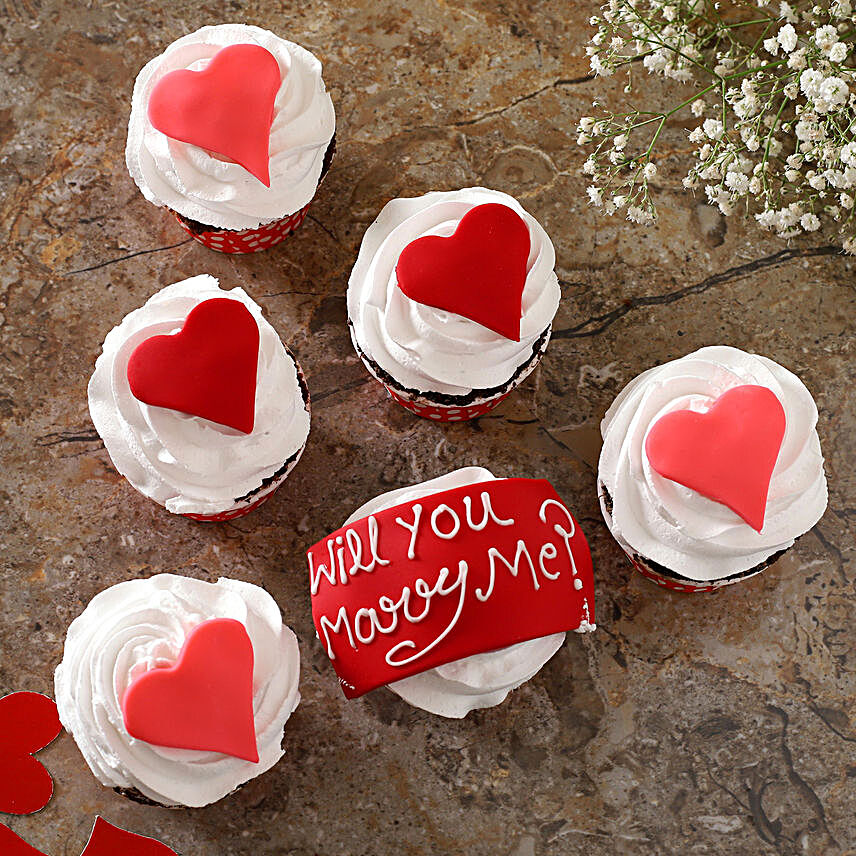 Lovely Hearts Fondant Vanilla Cup Cakes Set of 24