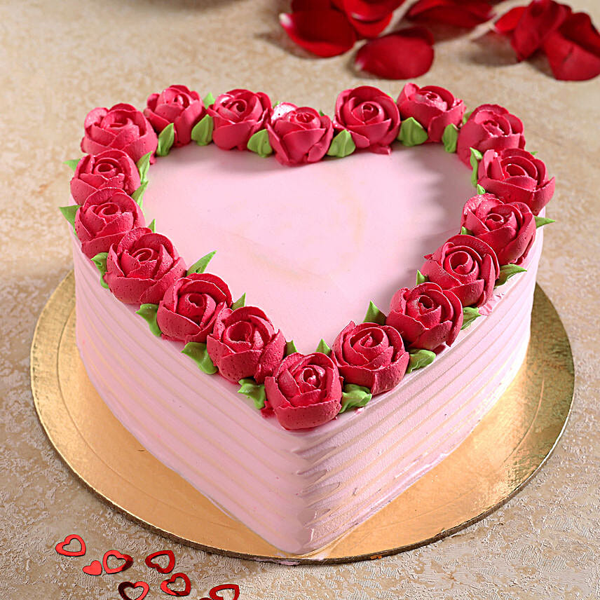 Rose Heart Chocolate Cream Cake- 1 kg