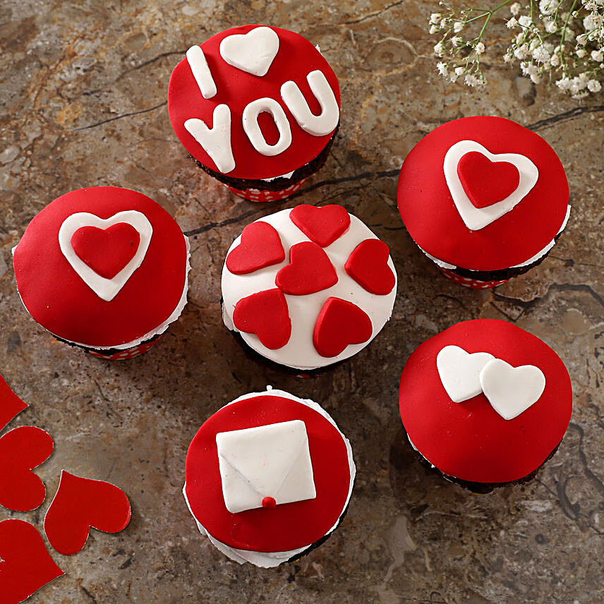 Valentine Hearts Chocolate Cup Cakes:Send Cup Cakes to Delhi