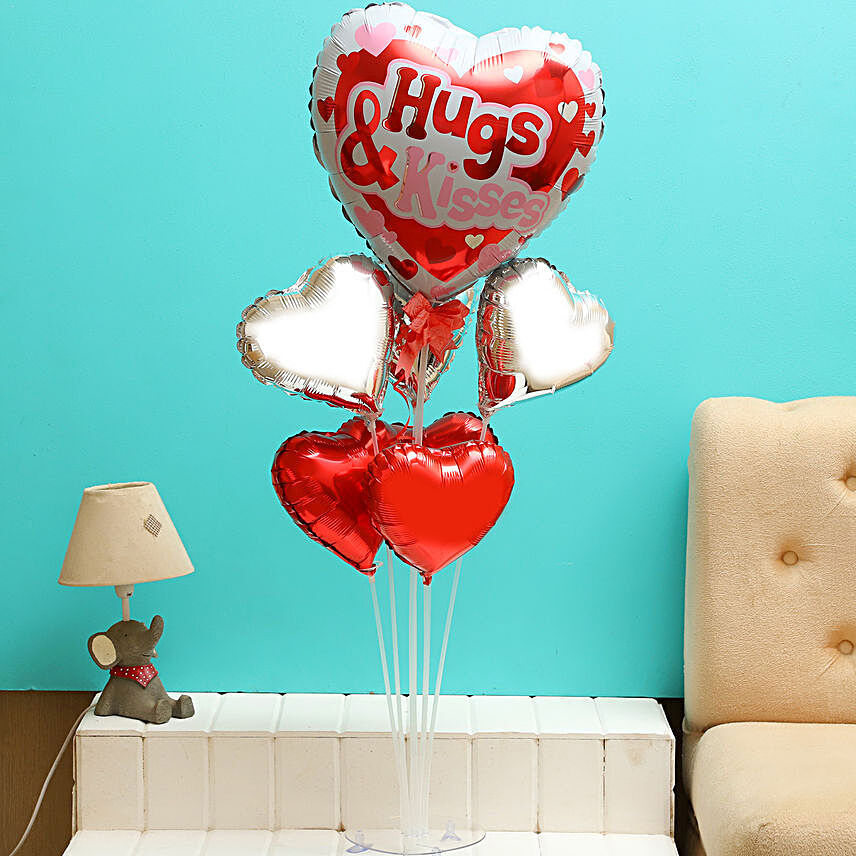 Hugs Kisses Balloon Bouquet:Valentine's Day Room Decor
