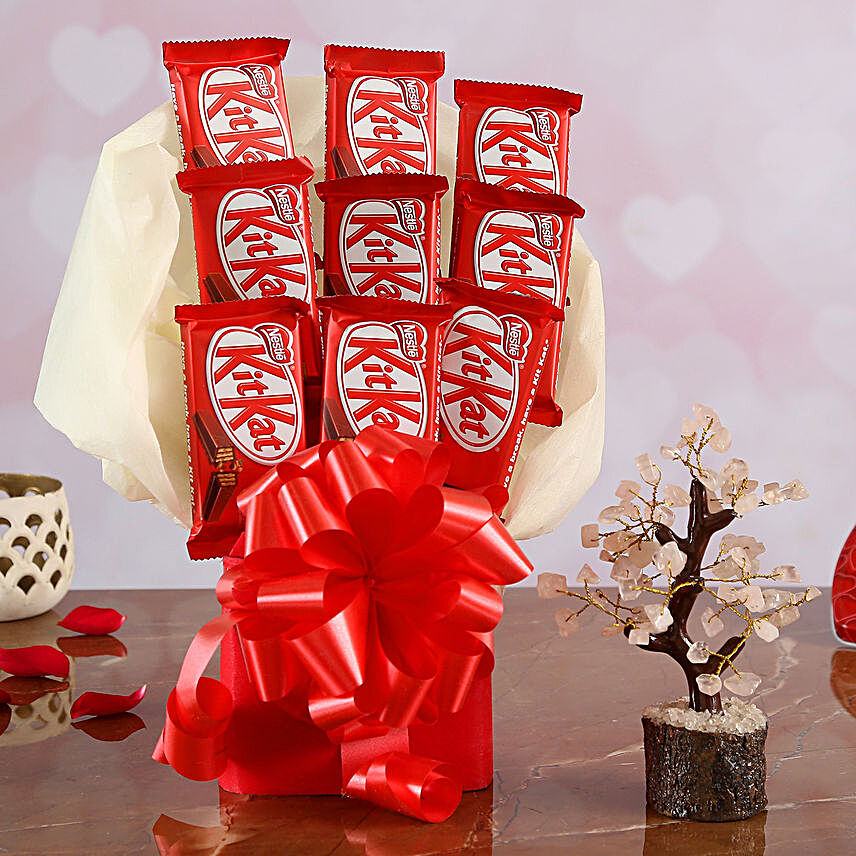 Kitkat Chocolate Bouquet In Vase & Wish Tree