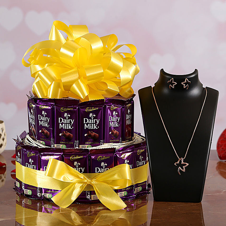 Beautiful Cadbury Dairy Milk Gift & Necklace Set
