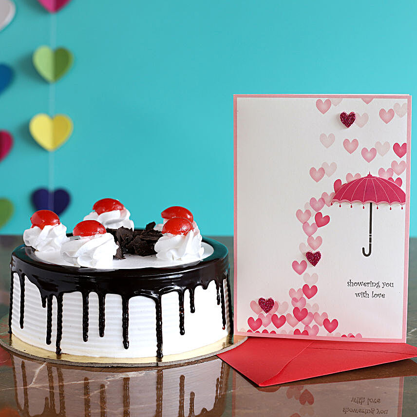 Dripping Black Forest Cake & Love Umbrella Card