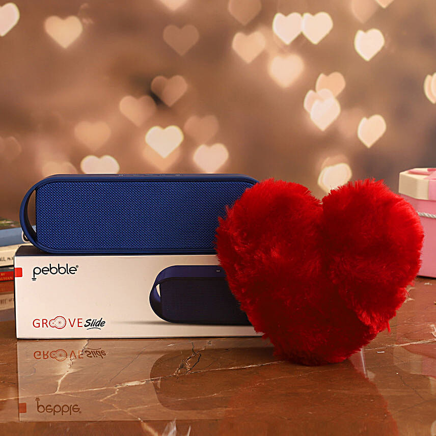 Pebble Groove Bluetooth Speaker & Red Heart