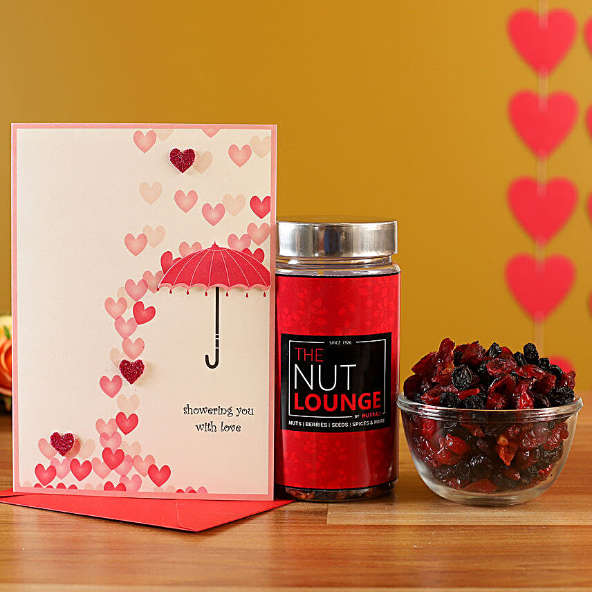 Sliced Cranberry Jar With Greeting Card